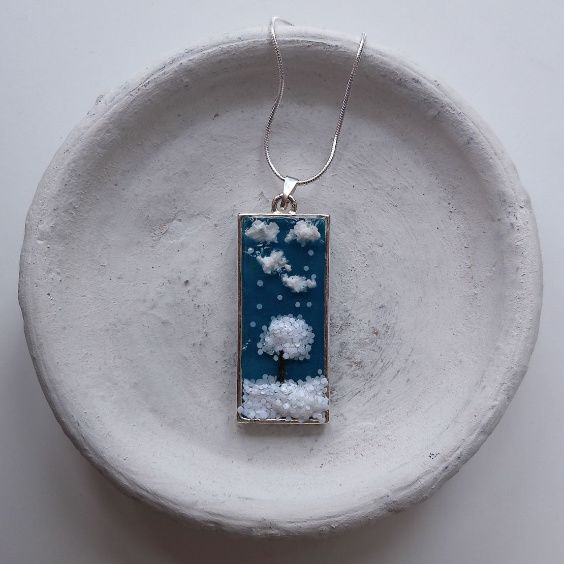 Cloudy Snowy Winter's Day Necklace