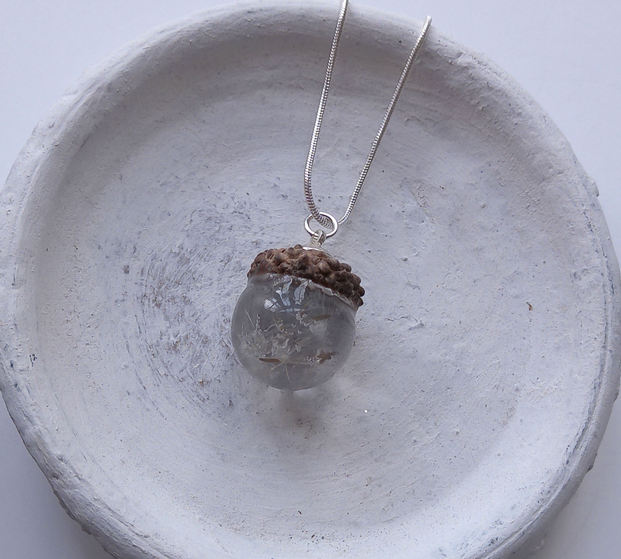 Autumn Acorn Dandelion Seed Resin Necklace