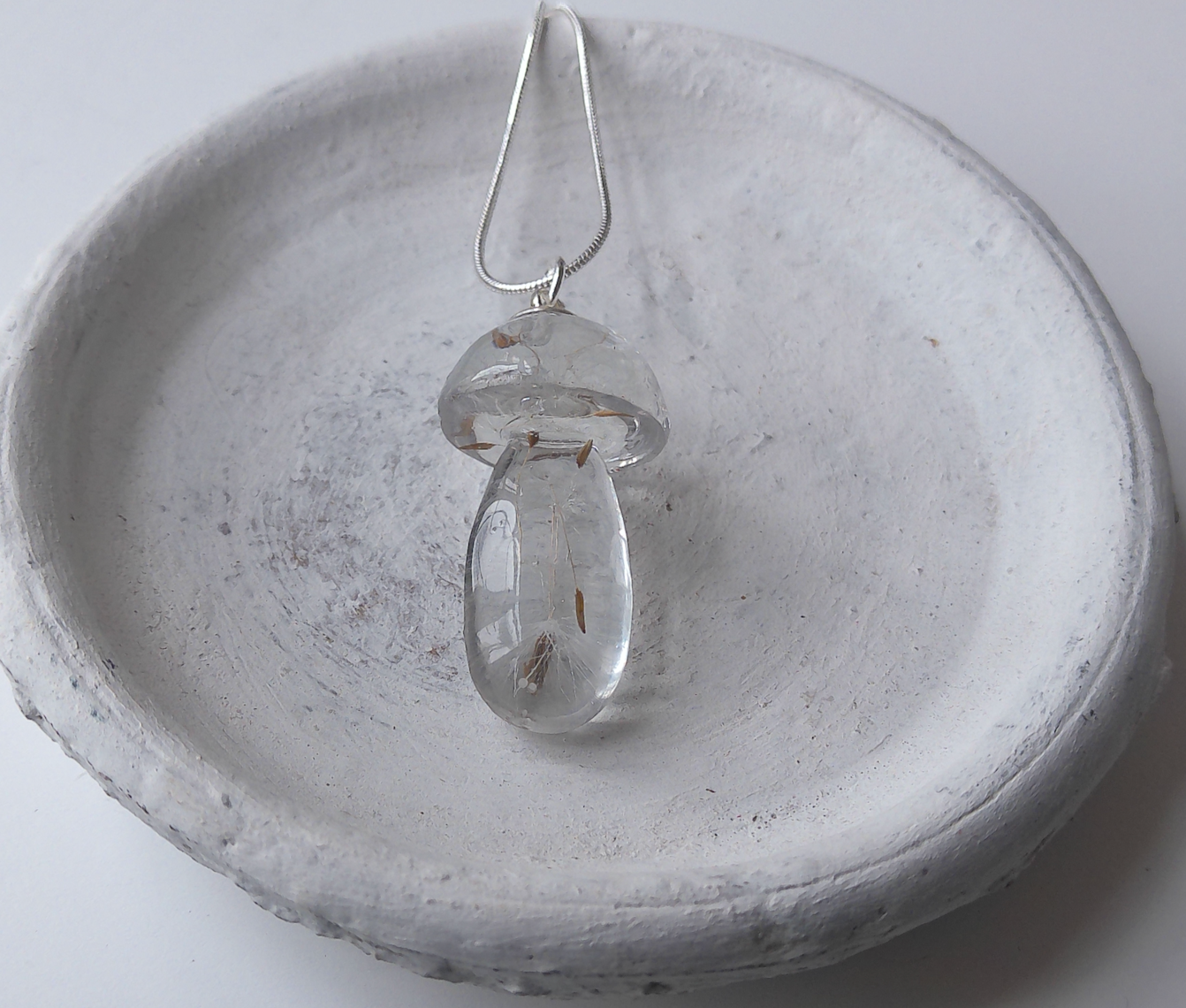 Mushroom Dandelion Resin Necklace