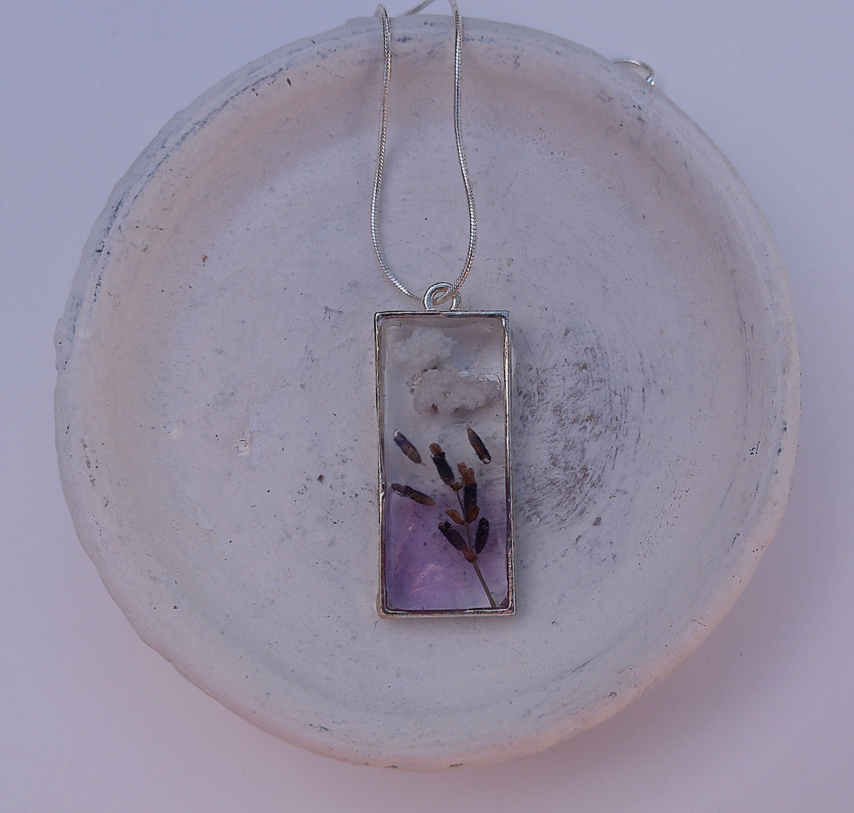 Lavender in Clouds Portrait Pendant