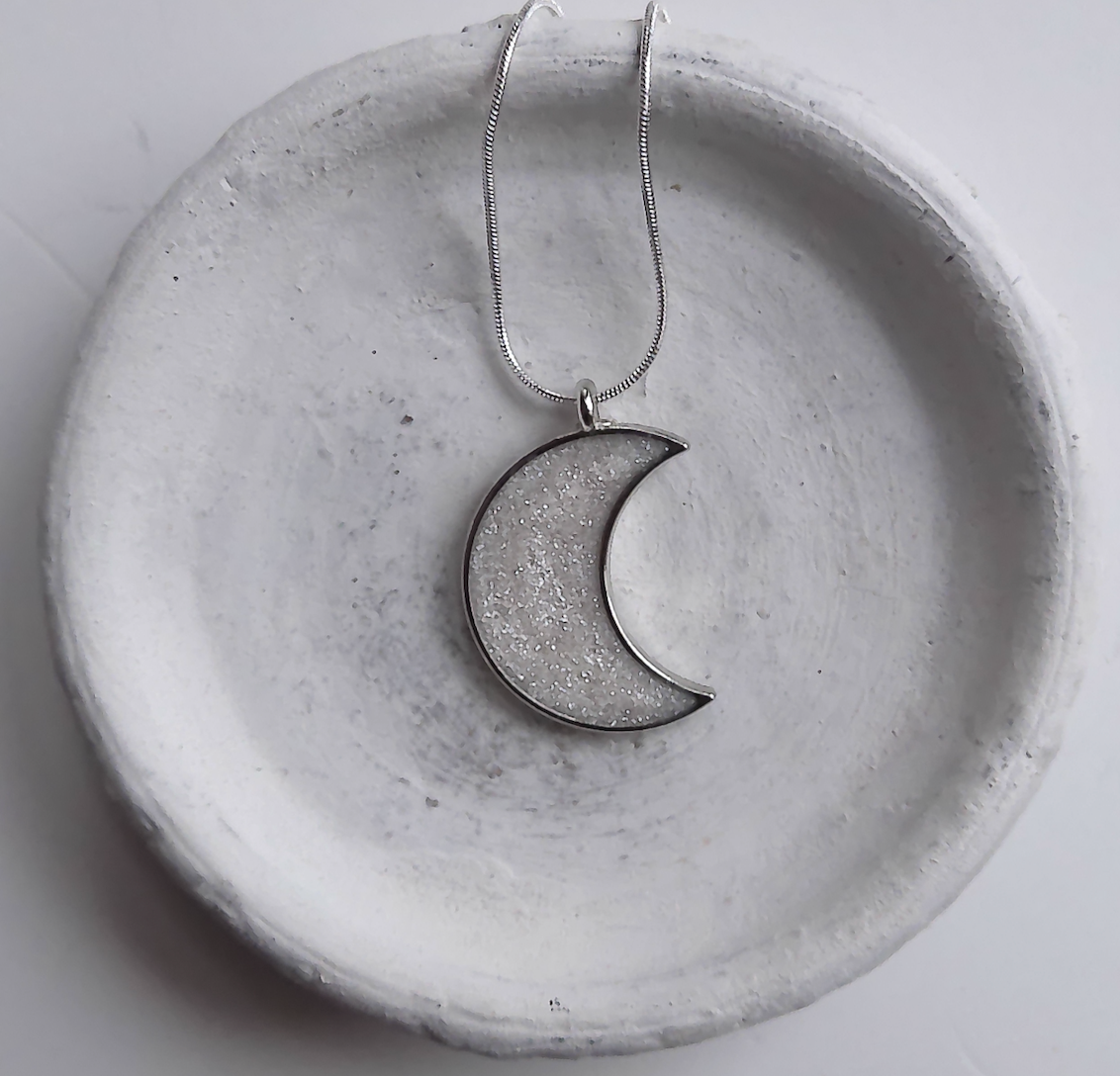 Christmas White Glitter Moon