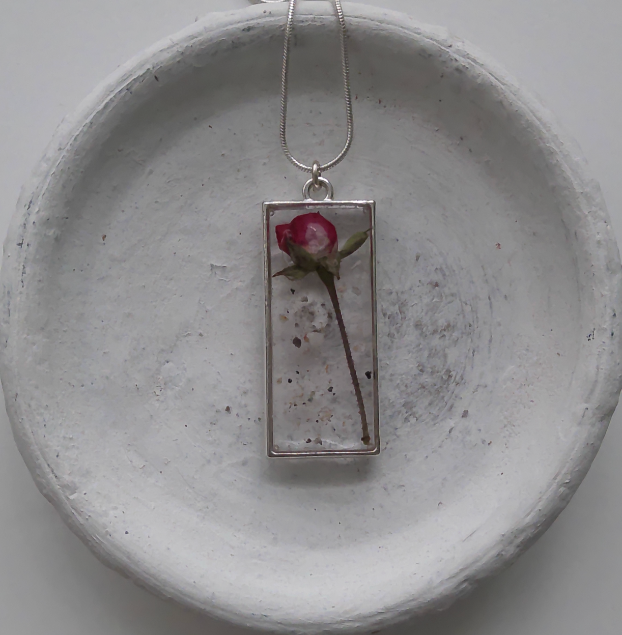 Portrait Red Rose Ash Pendant