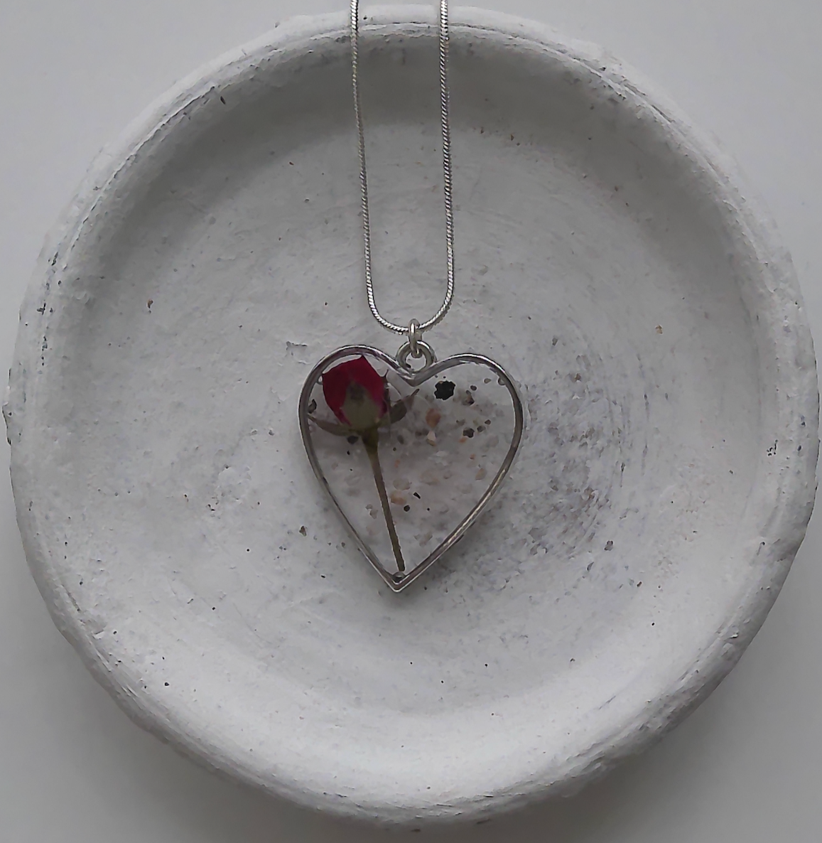 Red Rose Heart Ash Pendant