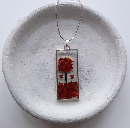 Autumn Theme Resin Tree Necklace