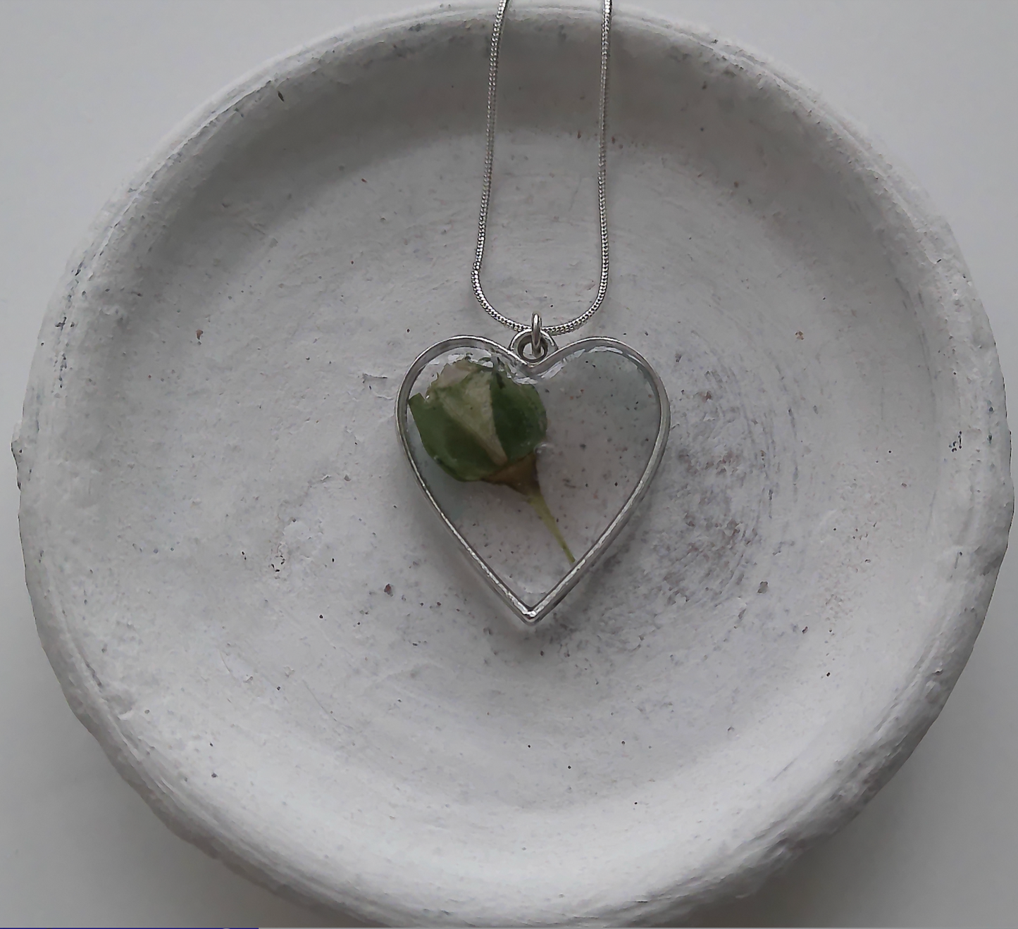 White Heart Rose Ash Pendant